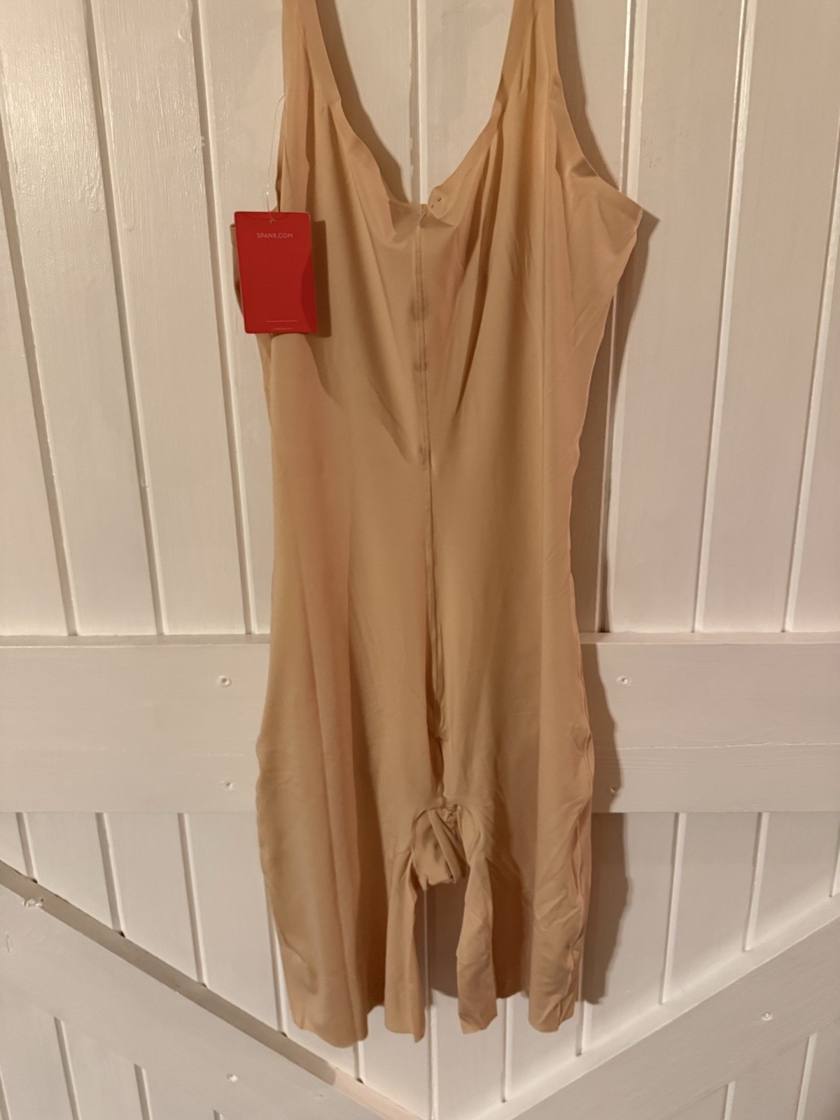 SPANX Sculpt OnCore Open Bust Mid Thigh Bodysuit Nude Slimming Shapewear Size L
