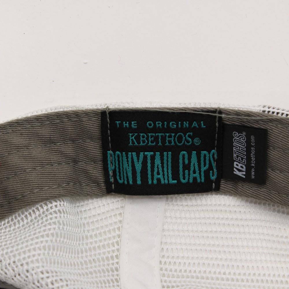 Factory distressed grey cotton white mesh ponytail cap by KBETHOS
