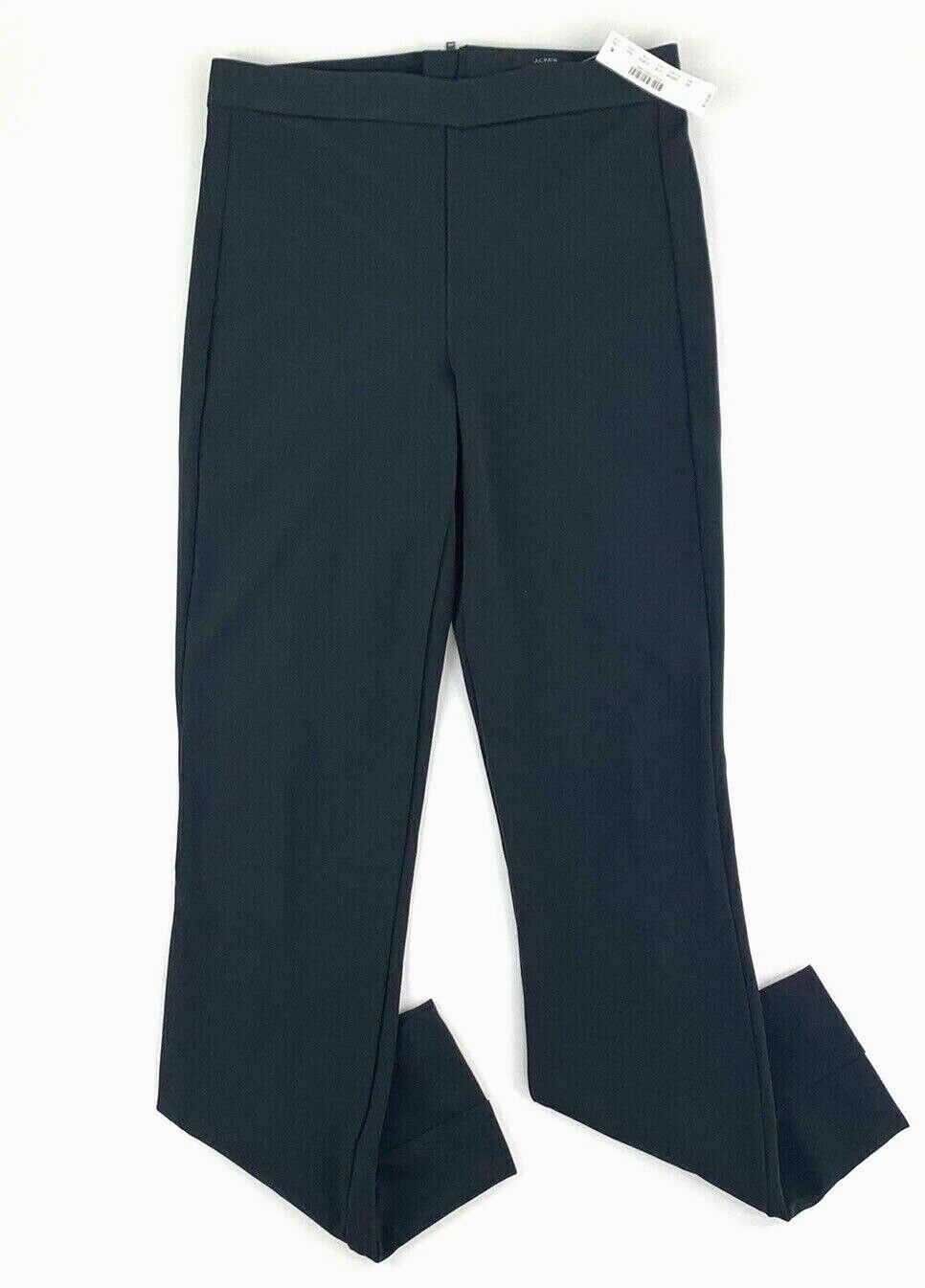 New J Crew Any Day Stretch Pants In Pixie Twill Black XS AQ619 Rear Zip Closure