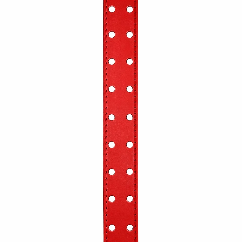 Genuine Leather Two Row Double Row Prong Holes Casual Red Belt