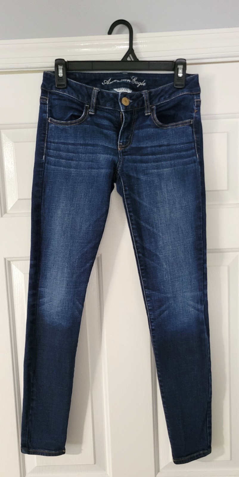 American Eagle Super Stretch Skinny Jeans Womens 4 Blue Denim Dark Wash Jeggings