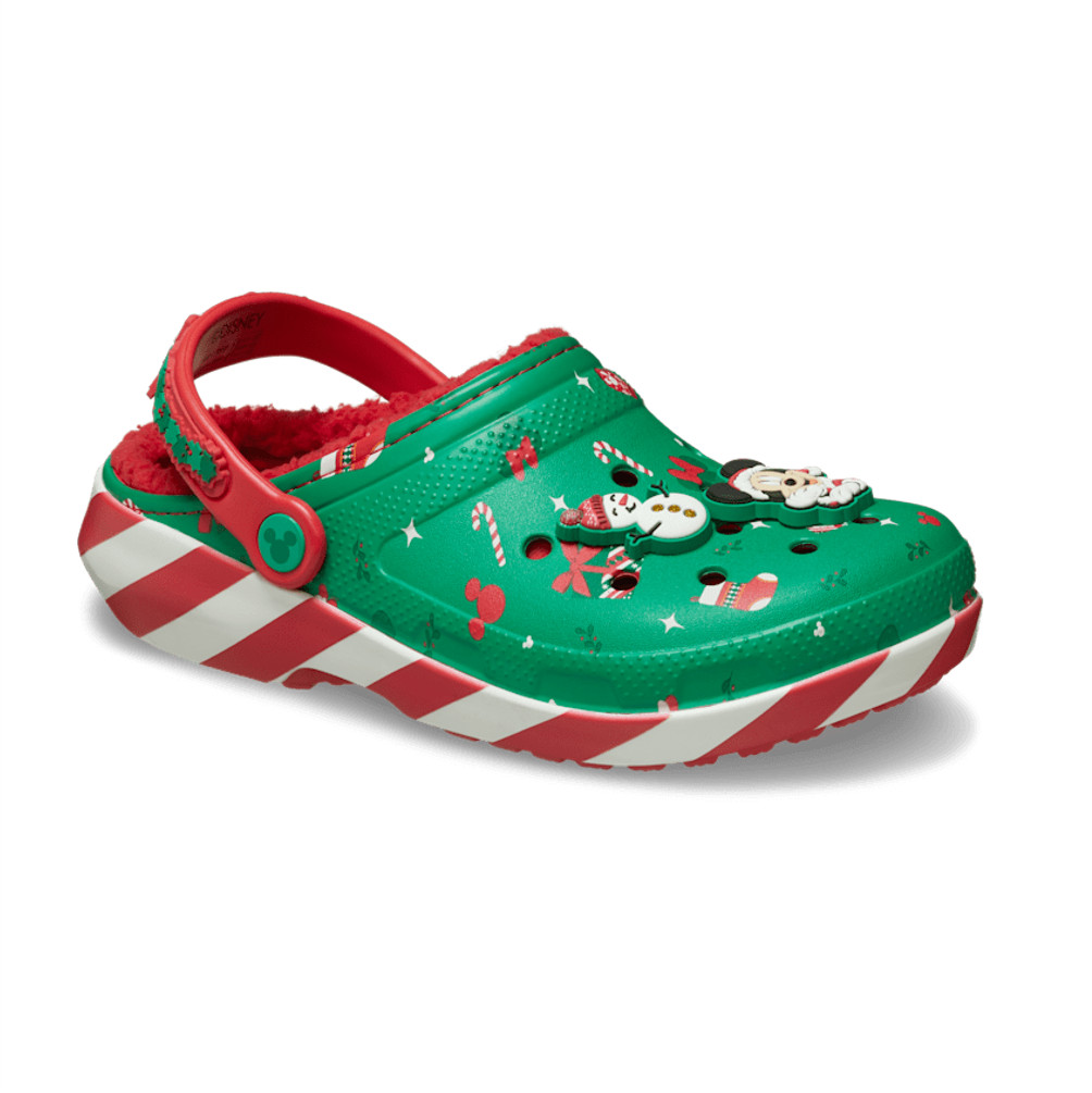 NEW CROCS Mickey Holiday Lined Classic Clog 210813 MULTI RED GREEN