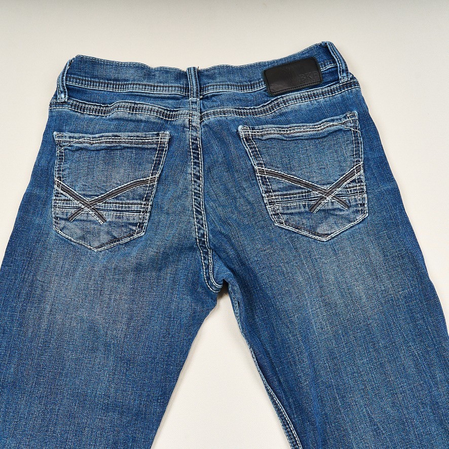 BKE Jake Straight Jeans Mens Sz 32 Blue Bootcut Cotton Stretch Denim