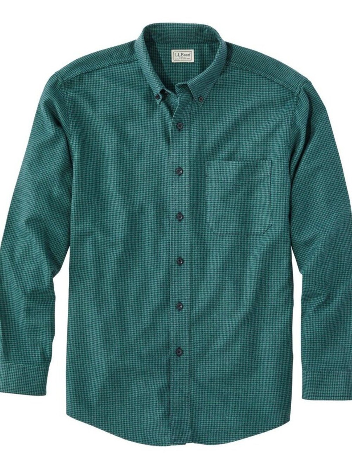 L.L. Bean Wicked Good Flannel Shirt – Deep Evergreen Houndstooth – L Tall
