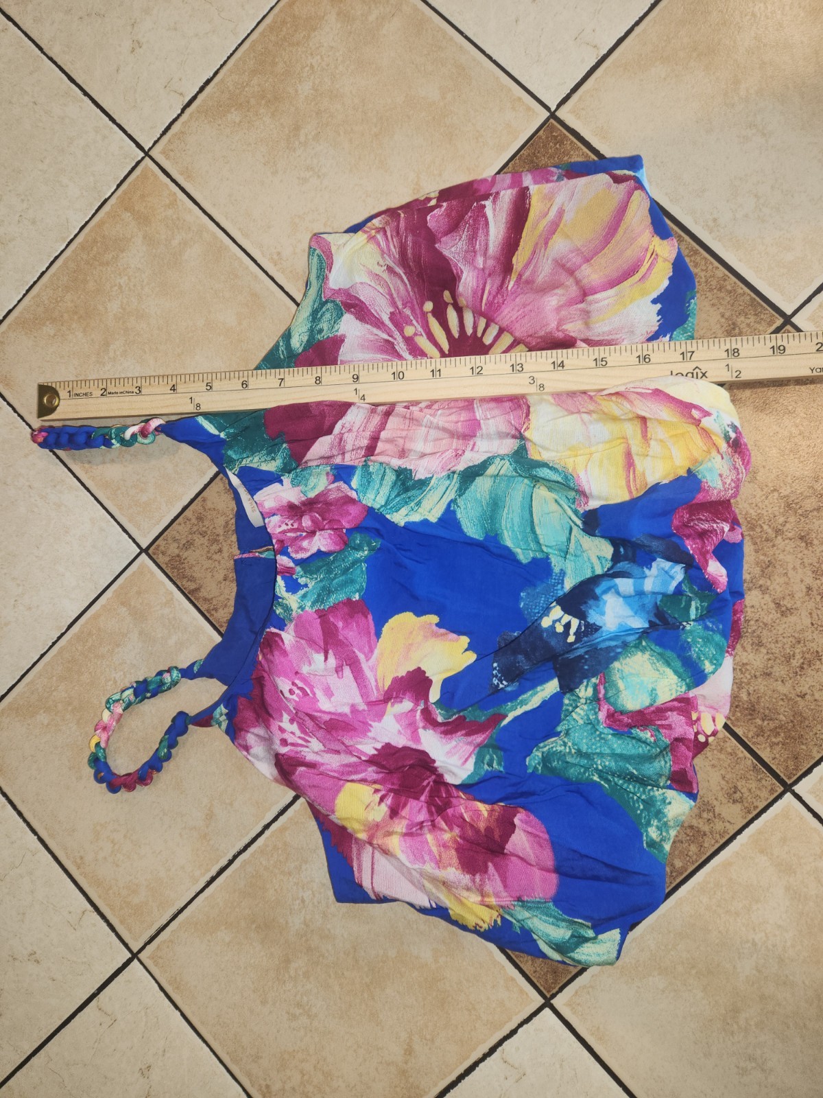 Skies Are Blue Pedal Pop Braid Strap Floral Bubble Top Small S NWT