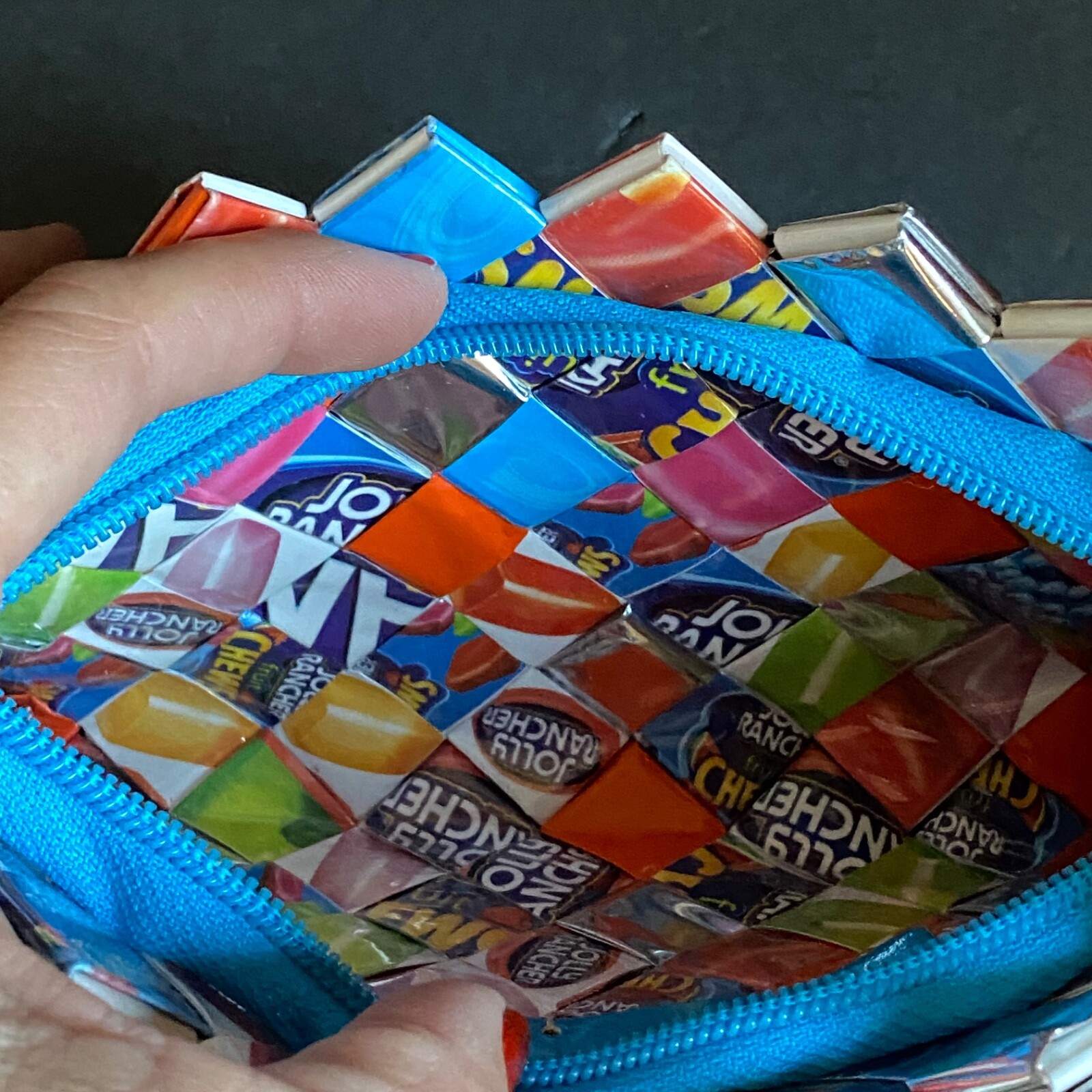 Nahui Ollin Candy Foil Wrapper Purse Wristlet Jolly Rancher Multicolor Whimsical