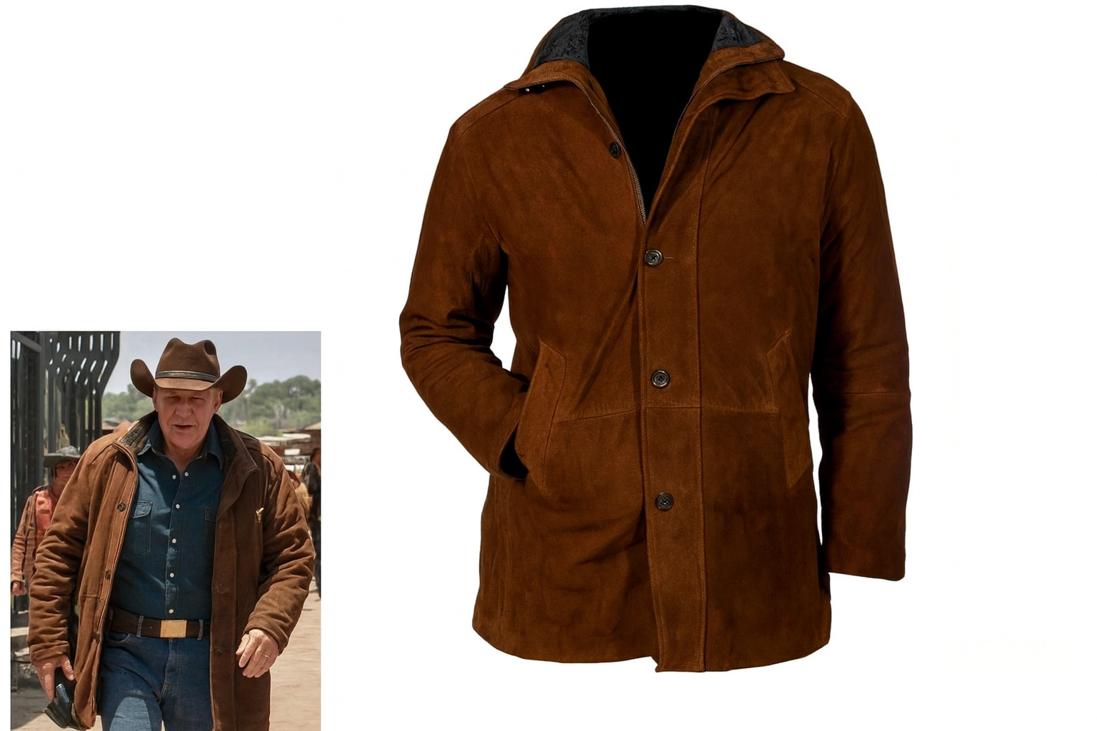 Longmire Walt Mysteries Robert Sheriff Brown Suede Leather Jacket Coat All Sizes