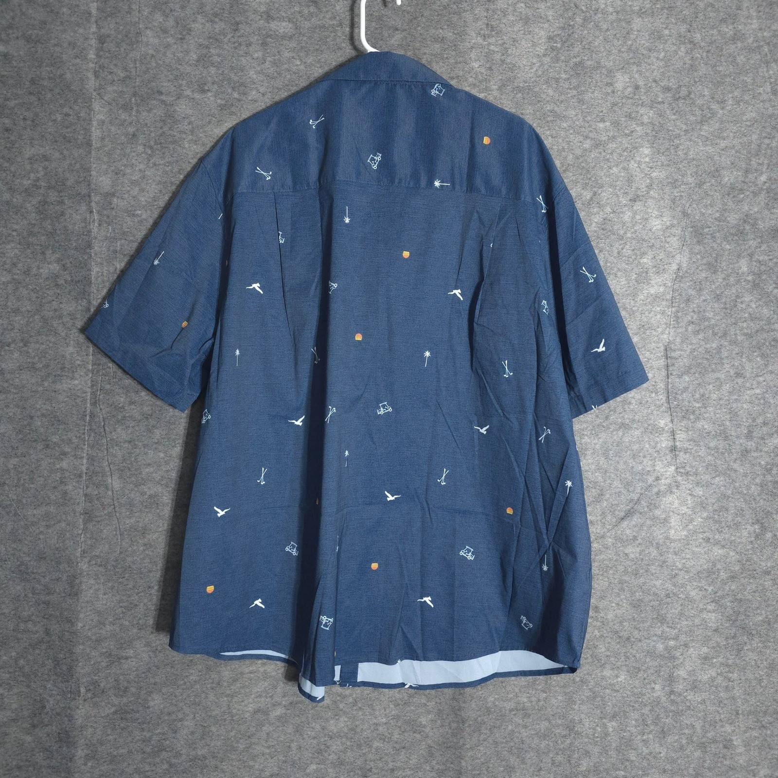 New Ben Hogan Golf Shirt Mens 3XL Blue Novelty Print Modern Fit NWT All Over