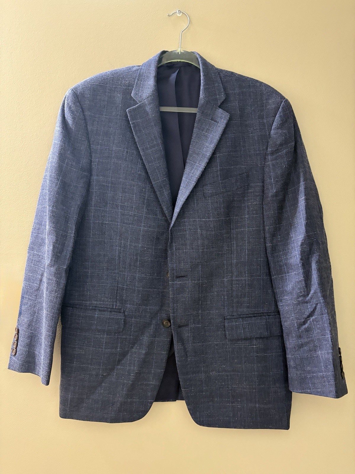 Polo Ralph Lauren Men Suit Blazer Coat Jacket Size 42R Wool/Linen/Silk Navy Blue