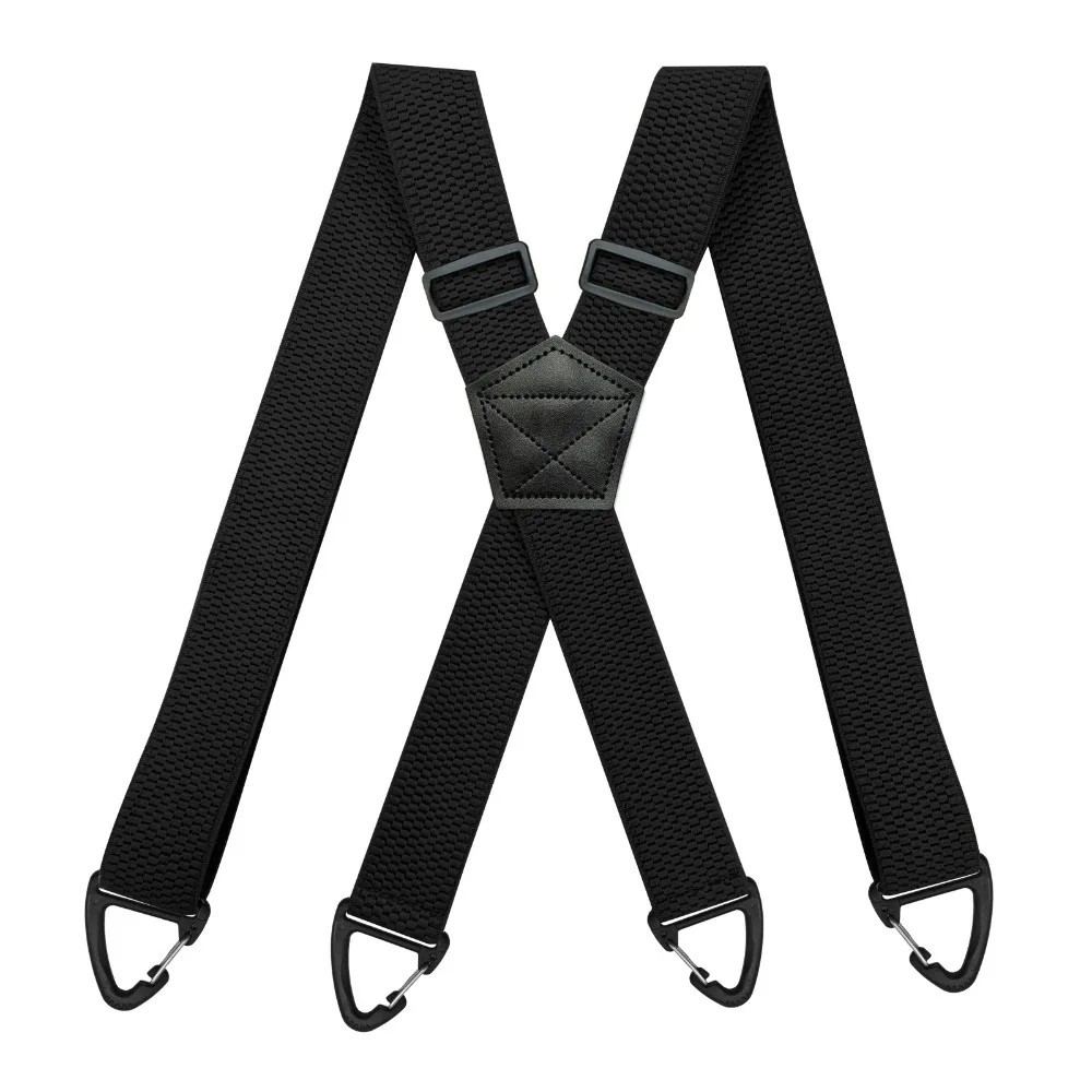 Heavy Duty Suspenders for Men 4 Snap Hook Elastic Trouser Braces Strap Belt