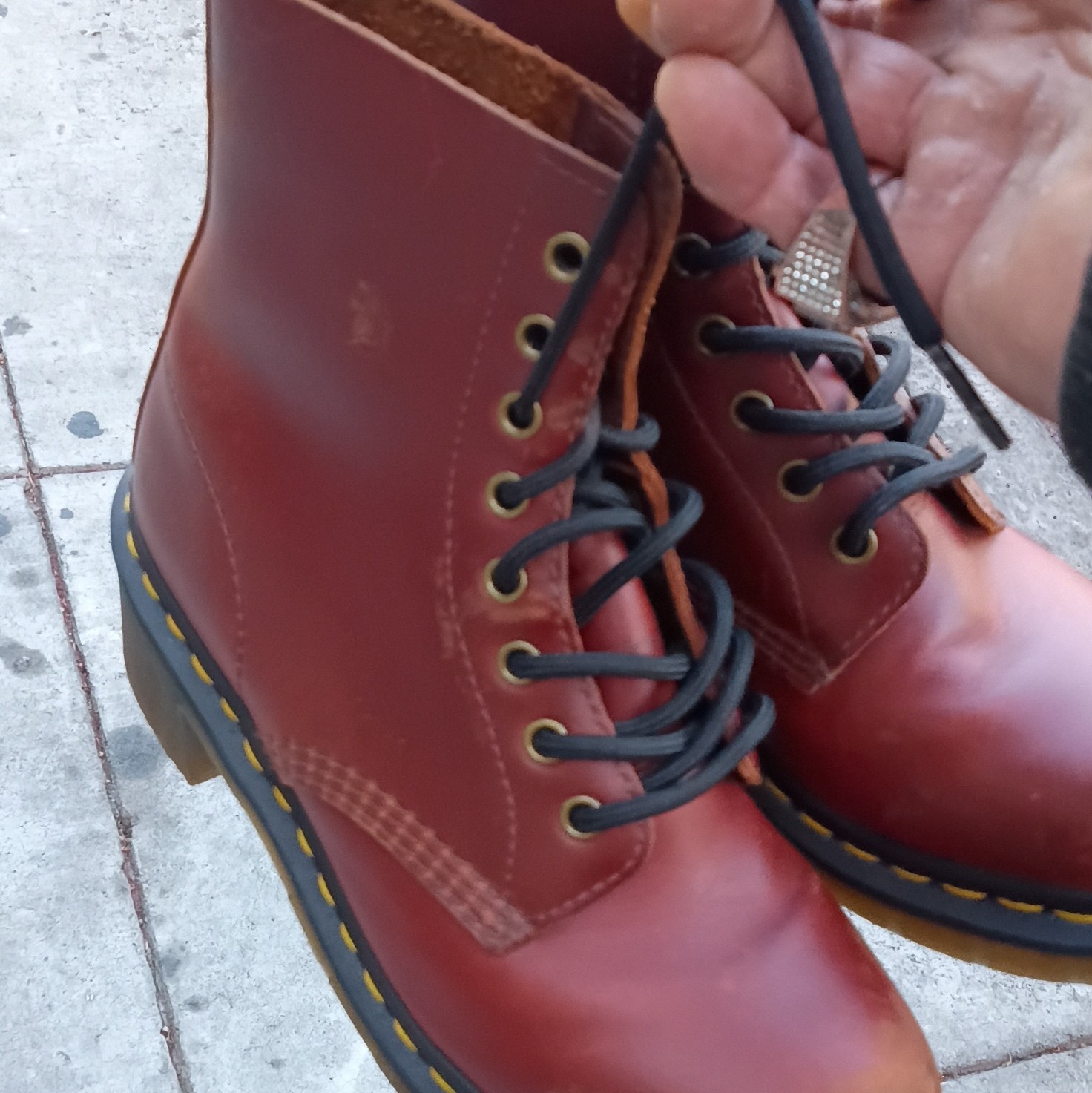 Dr. Martens 1460 8-Eye Red Leather Lace-Up Ankle Combat Boots Men’s US 8