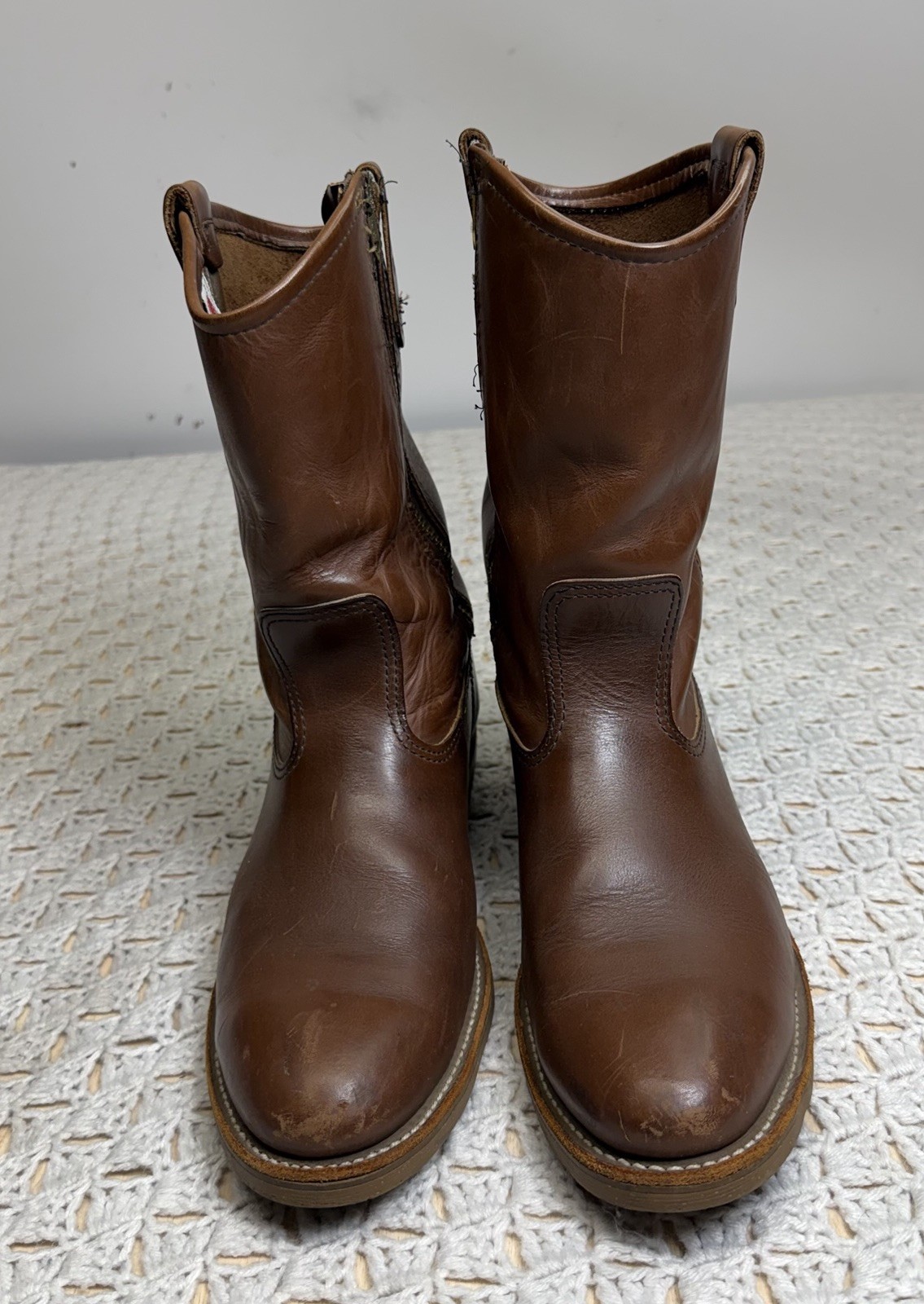 Red Wing Pecos Leather Boots Men’s 12 D Brown Cowboy Nailseat 1155 USA Made Zip