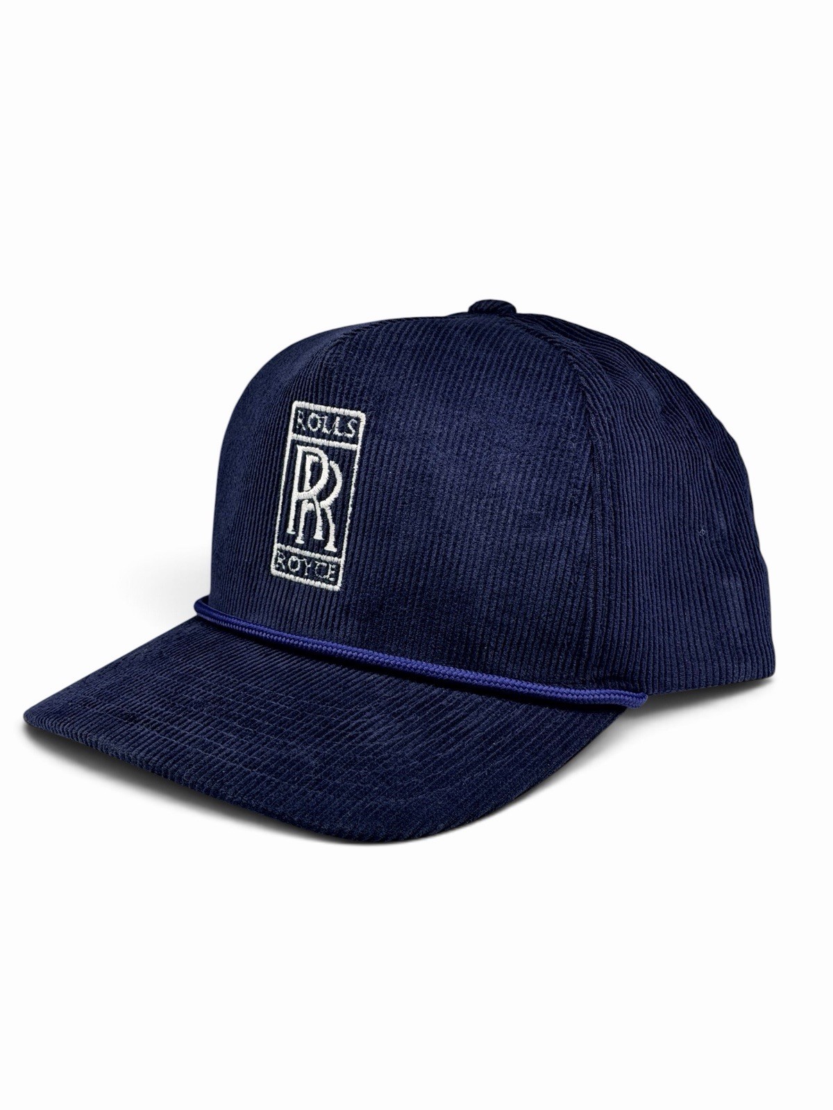 Vintage Rolls Royce Corduroy Snapback Hat Baseball Cap cord cars racing 90s Navy