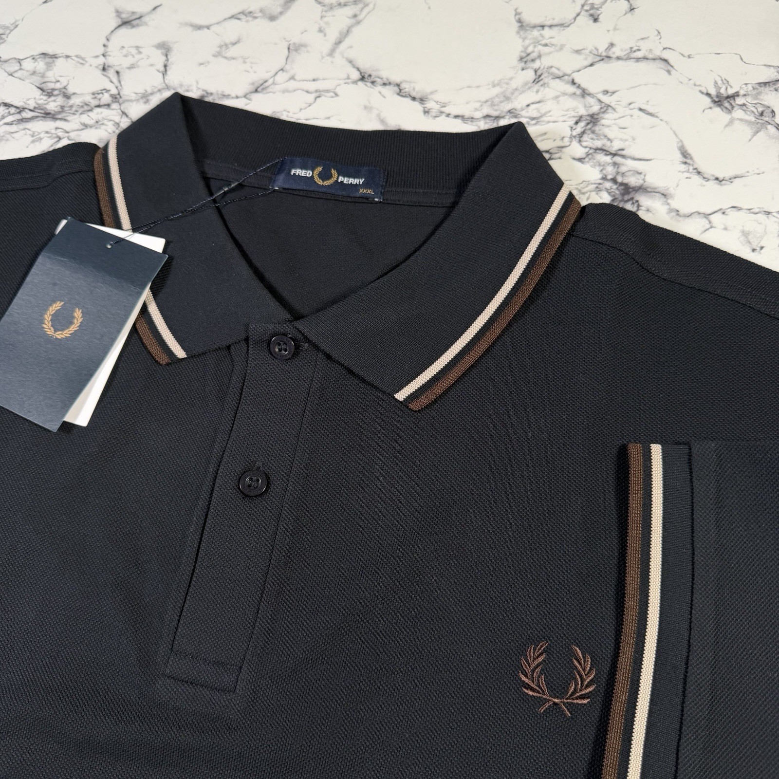 FRED PERRY Mens Navy Blue Twin Tipped Polo Shirt SIZE 3XL M3600 52A BNWT