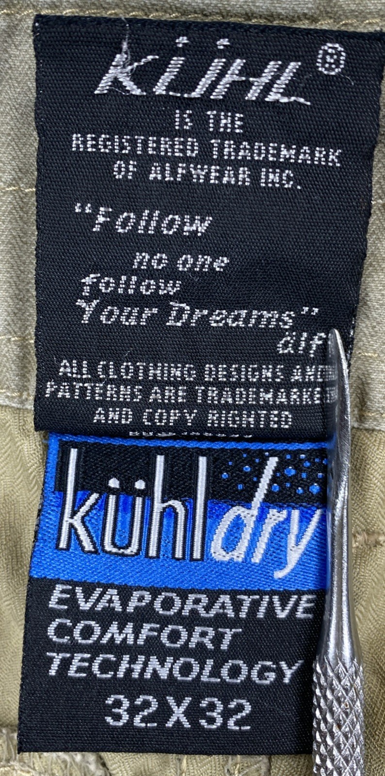 Kuhl Hiking Pants Evaporative Comfort Technology Brown Men’s 32×32
