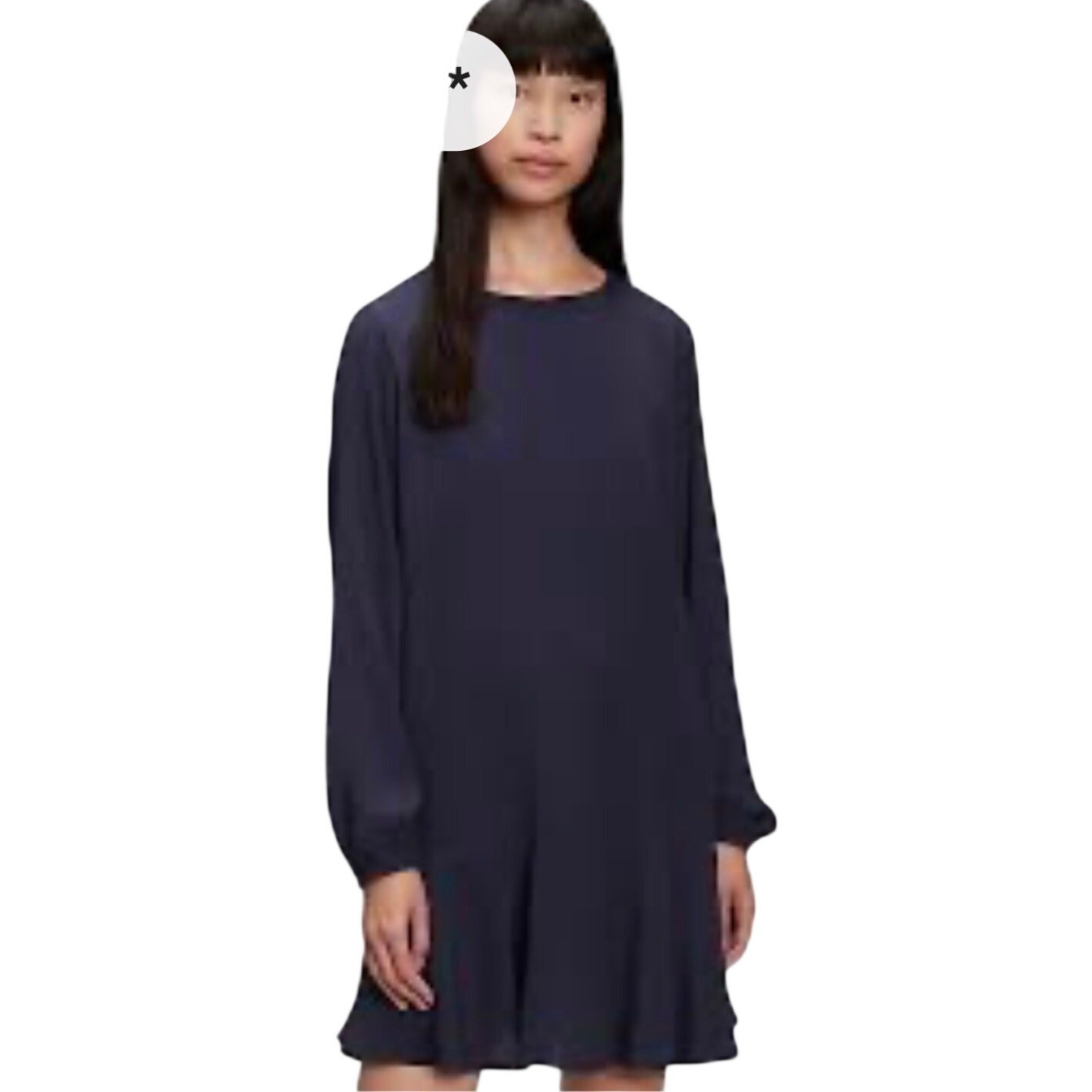 Gap Long Sleeve Flounce Hem Shift Dress Women L Navy