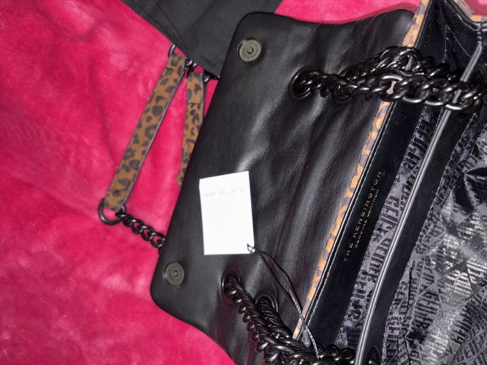 Kurt Geiger Kensington Leopard Print Quilted Shoulder Bag Chain Strap Dust Bag