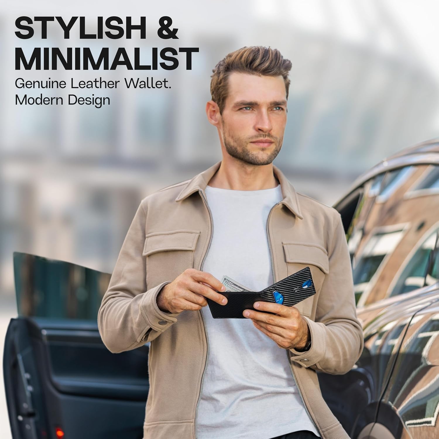Slim Wallet for Men with Money Clip RFID Blocking Mens Minimalist Credit Card