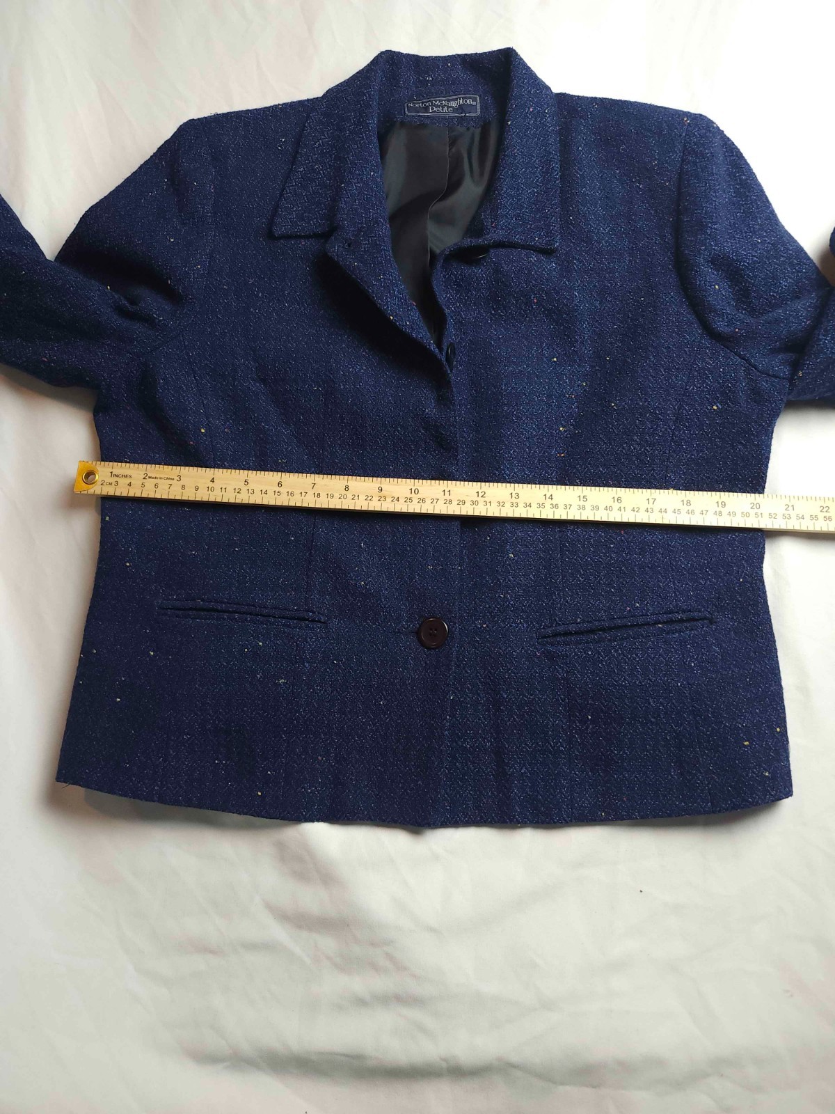 Vintage Norton McNaughton Blazer Jacket Womens 12P Blue Confetti Career Office