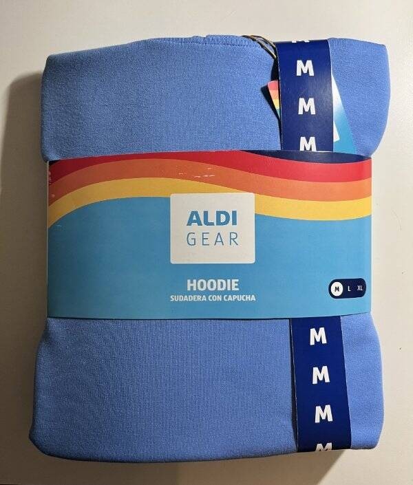 ALDI GEAR Blue LOGO PULLOVER HOODIE SWEATSHIRT MENS M MEDIUM *NEW* 2026