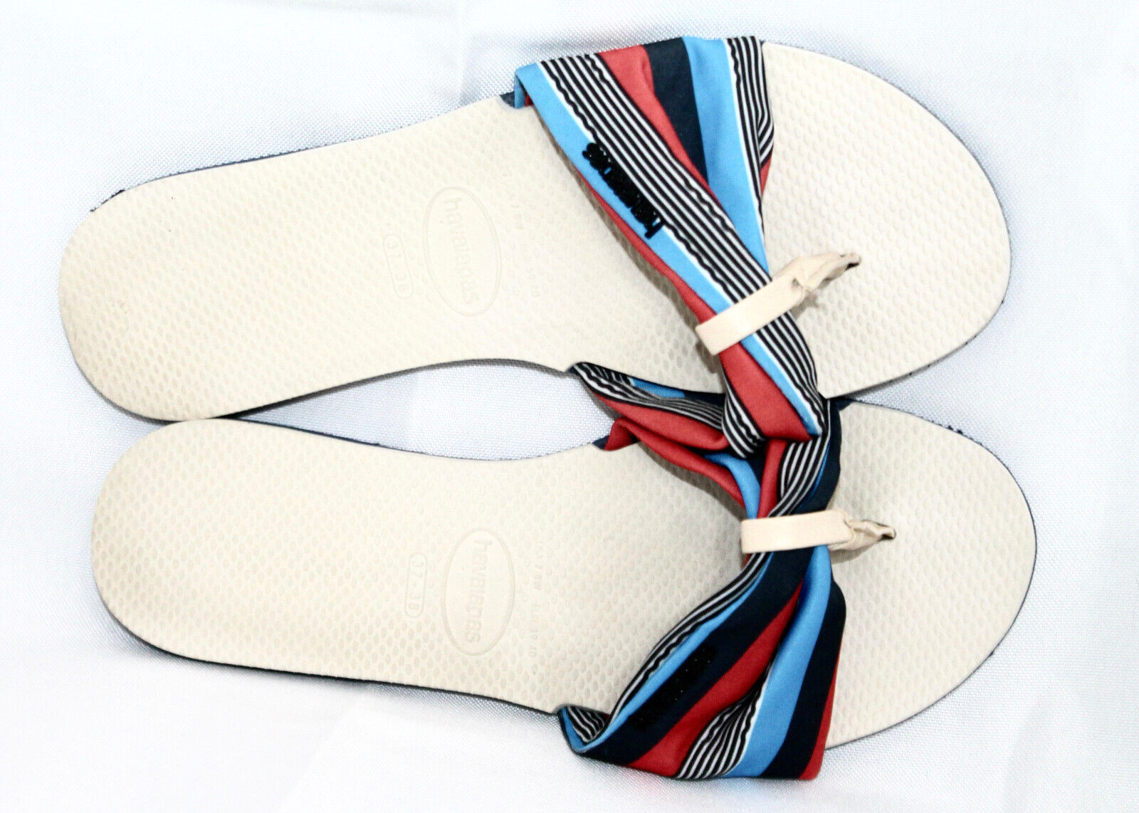 HAVAIANAS You St. Tropez Slim Thong Slide Sandal Size 7/8 EUR 37/38 Red Blue
