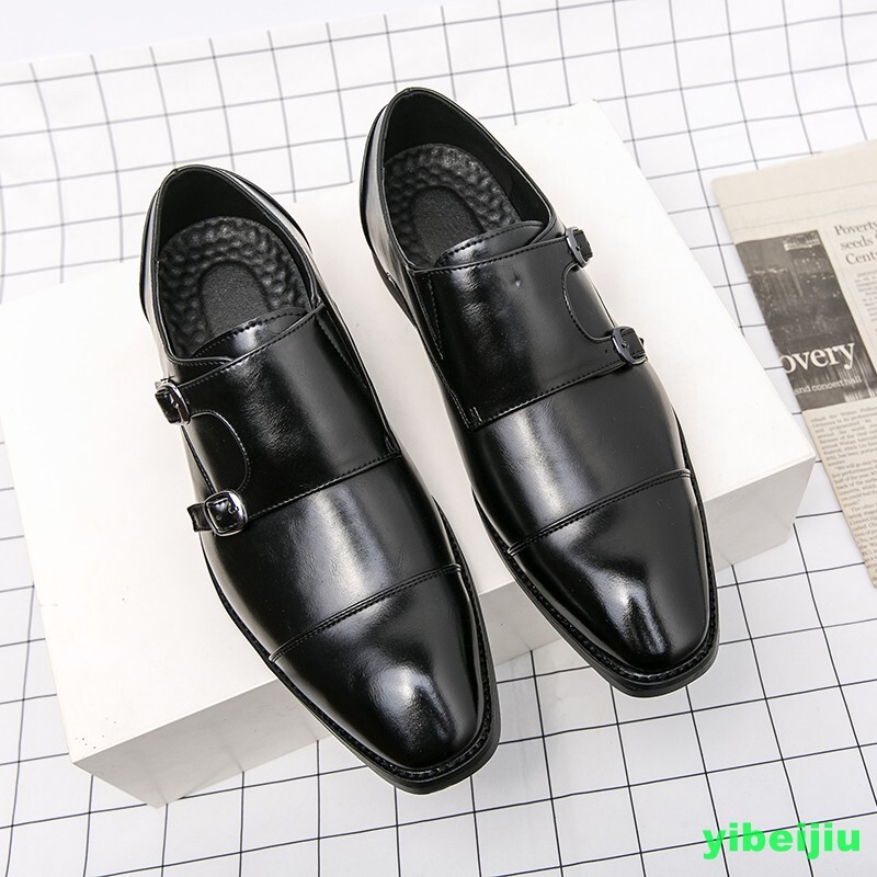 Mens Dress Formal Leather Shoes Double Monk Strap Oxfords Business Retro Vintage