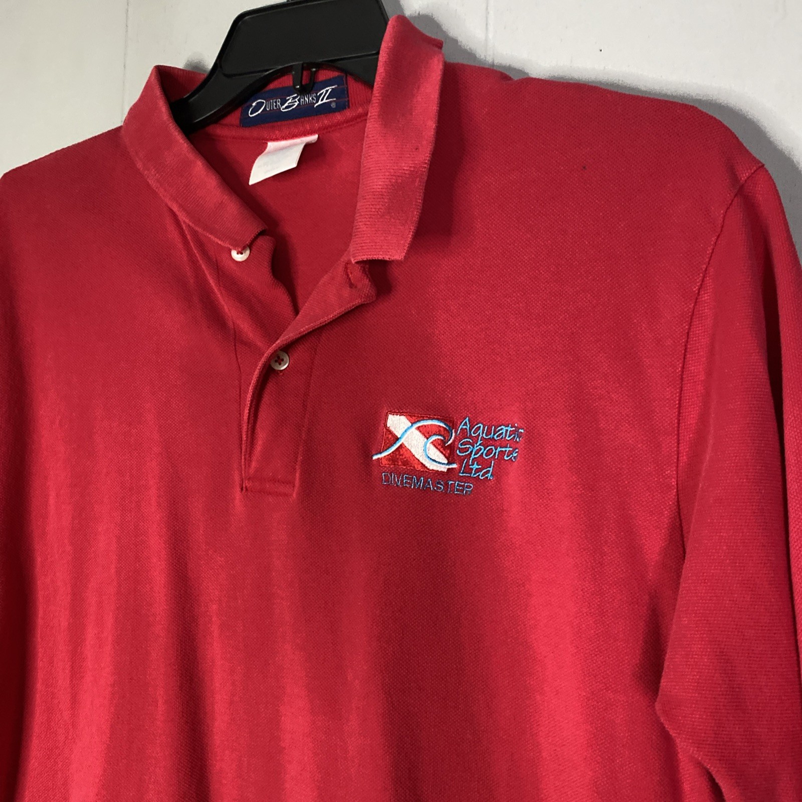 Vintage Aquatic Sports Dive Master Polo Faded Grunge 90s Adult Large L 22×30