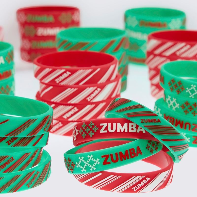 Zumba Holiday Rubber Bracelets – Red & Green ~ 8 Pack or 16 Pack ~ New!