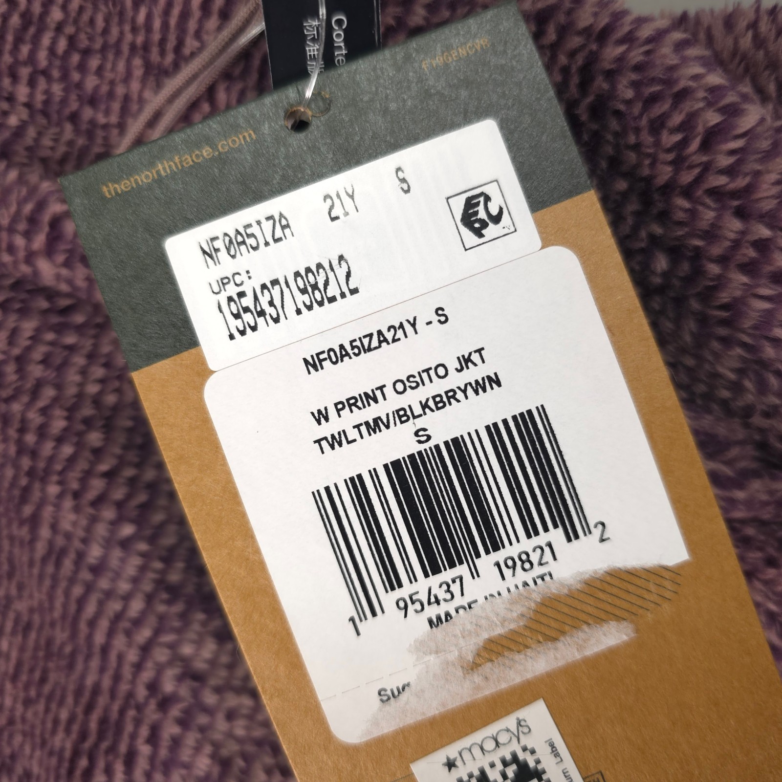 The North Face Womens Jacket Size S Blackberry Osito Fleece Coat Full Zip NWT