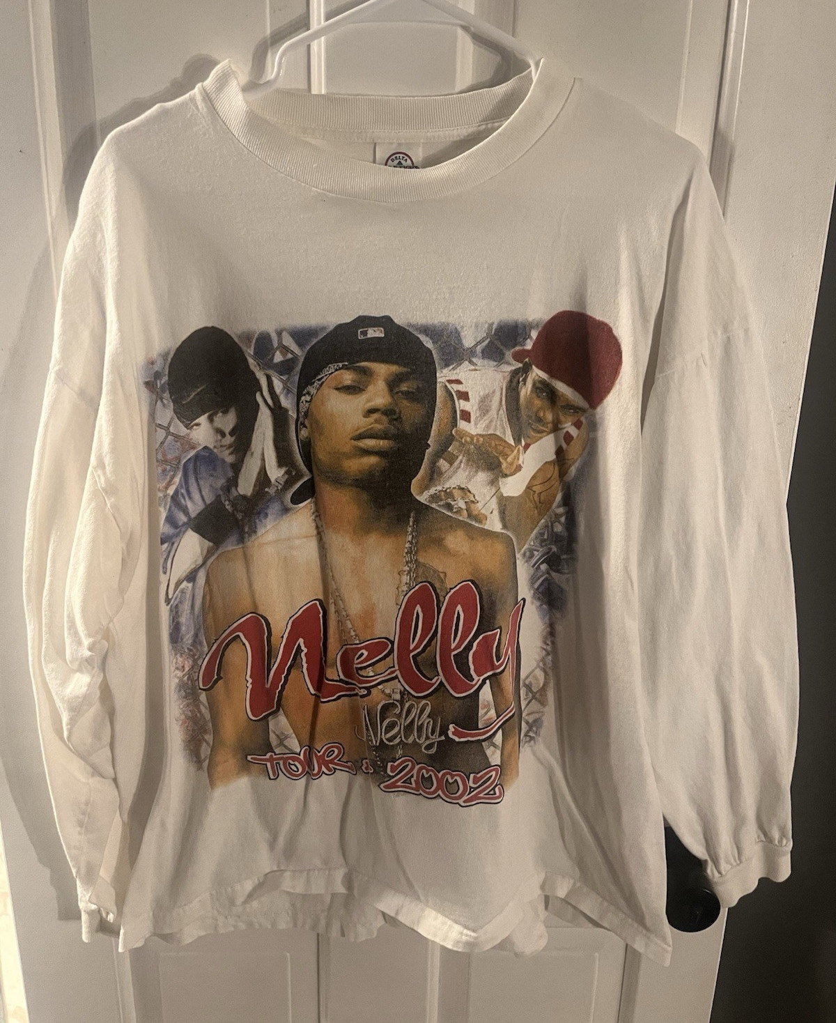Nelly Tour 2002 Men’s XL White Long Sleeve Crew Neck Cotton Tee w/ Lil Wayne