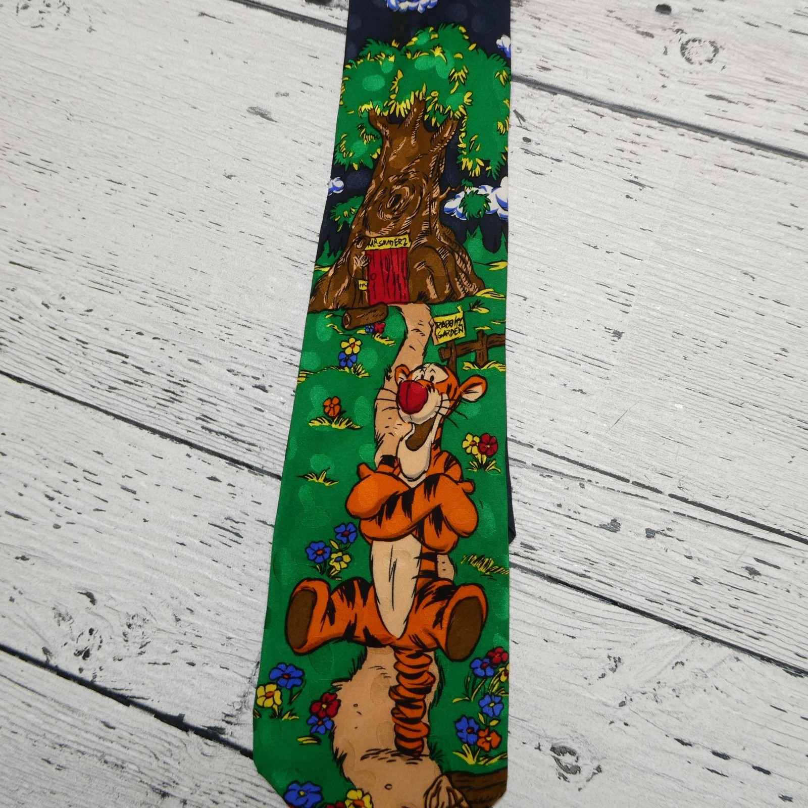 Tigger Tie Mens One Size Green Disney Winnie Pooh Silk Cartoon Novelty Necktie