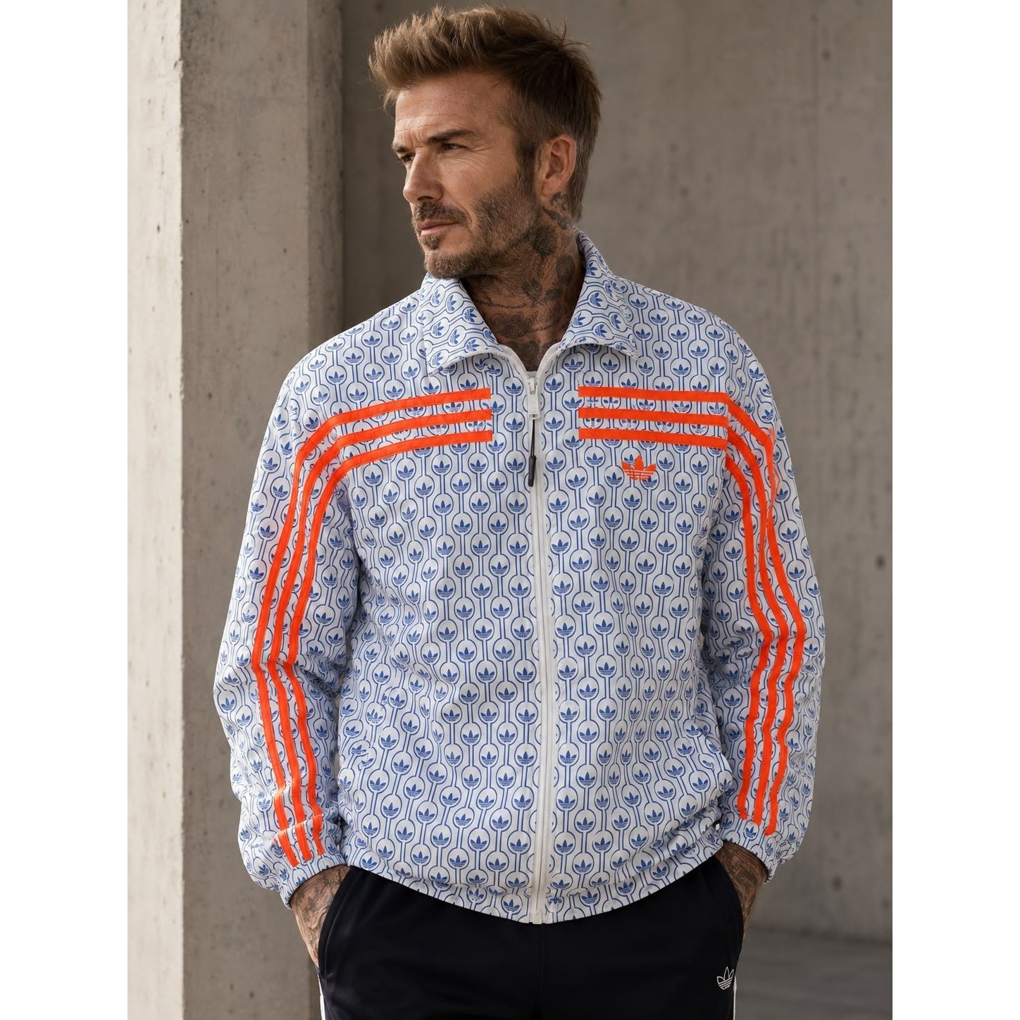 Adidas Originals x David Beckham Allover Trefoil Windbreaker Jacket – Size XL
