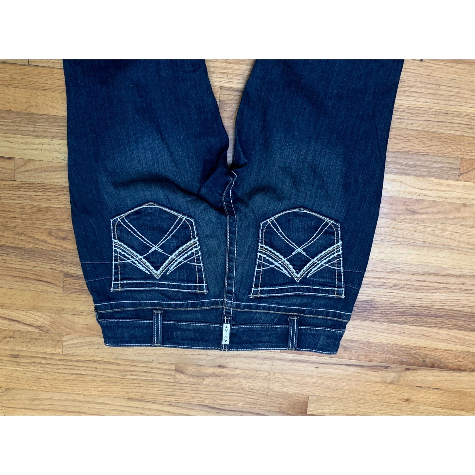 Ariat REAL Men’s Denim Dark Wash Bootcut Jeans 31R Contrast Stitch Stretch
