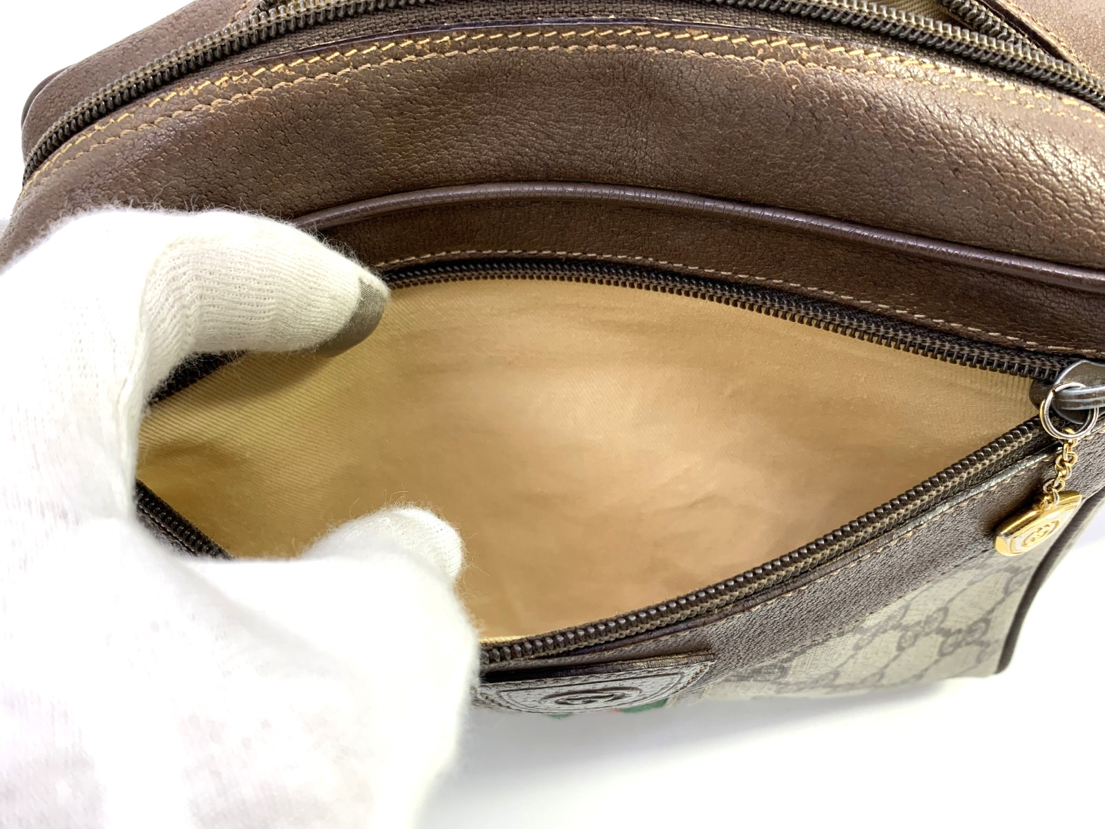 GUCCI VINTAGE Ophidia Shoulder Bag Web Stripe Logo Brown Classic Rare Authentic