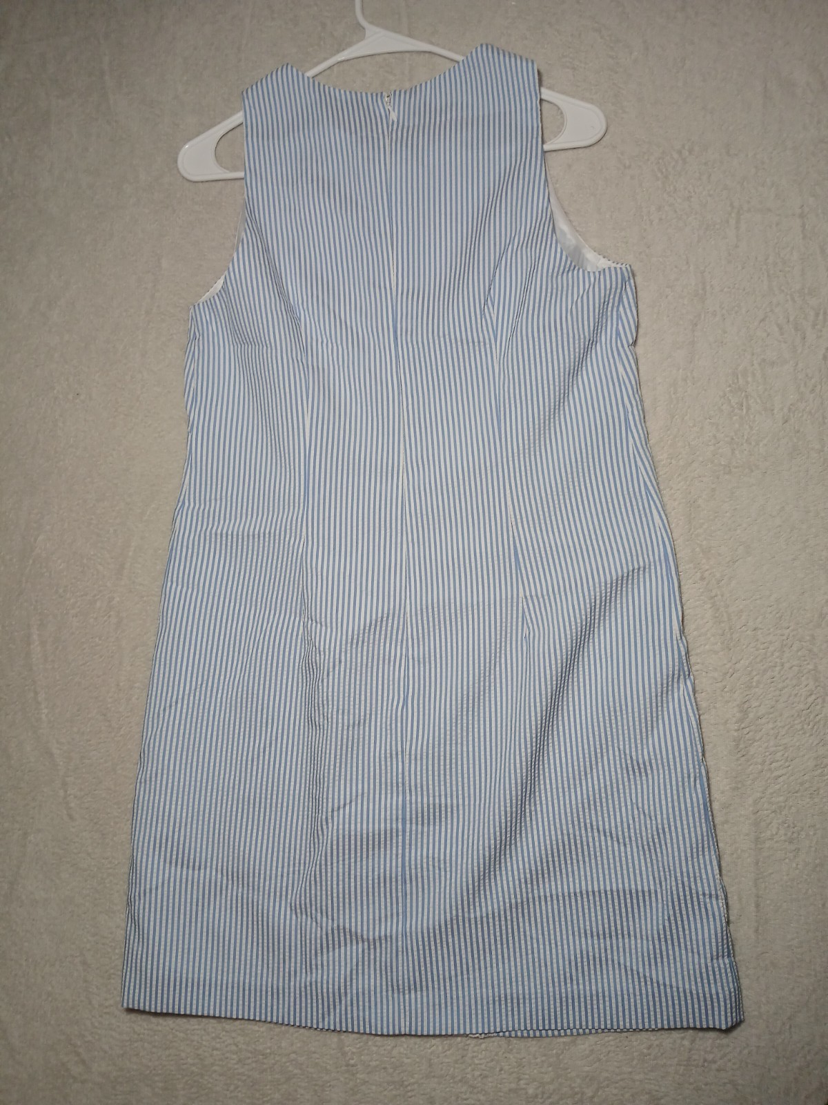 London Times Blue White Striped Lace Sleeveless Shift Dress, Size 8