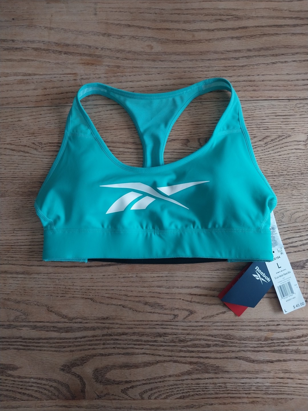 NWT Reebok Lux Vector Racer Bra Sz Large Racerback Training Rfid Unleashed Green