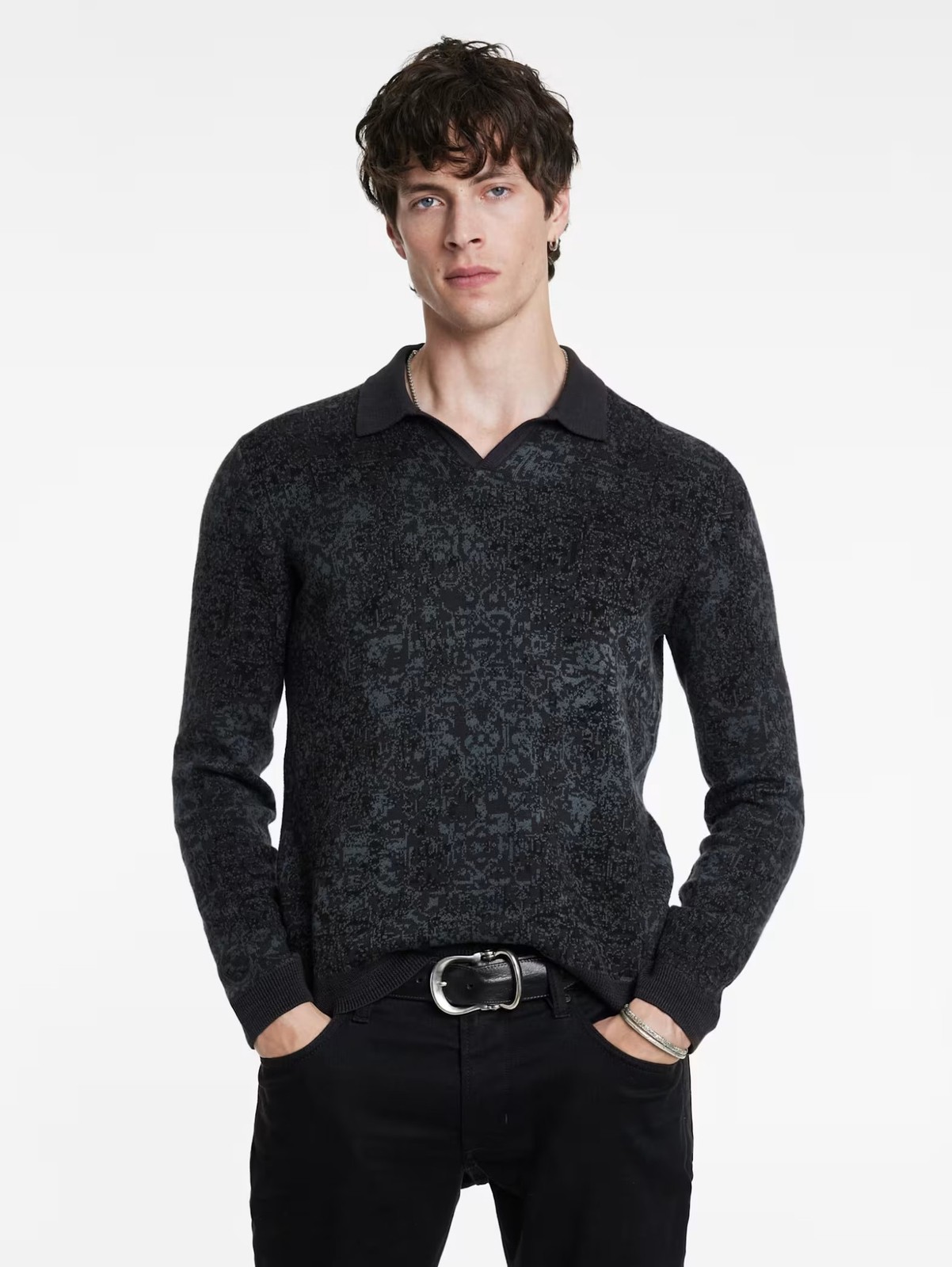 Polo John Varvatos Sweater Oliver Size XL 100% Organic Cotton Jacquard Pattern