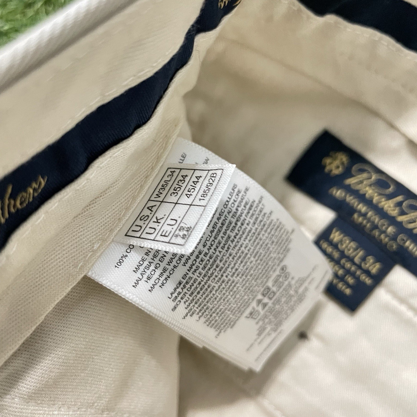 Brooks Brothers Pants Mens 35×34 (34×29) Beige Advantage Chino Milano Cotton NWT