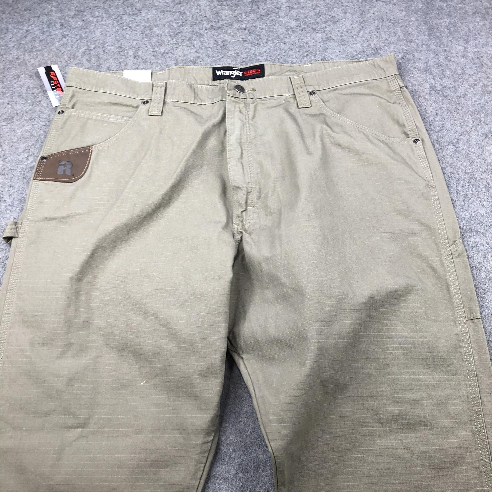 Wrangler Riggs Workwear Pants Mens 42×30 Beige Ripstop Carpenter Relaxed Fit
