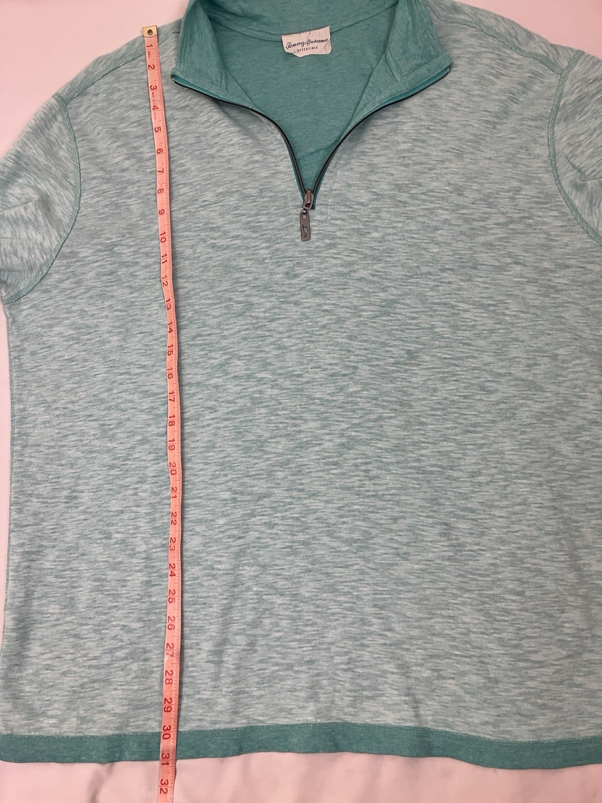 Tommy Bahama Aqua Blue Half Zip Long Sleeve Pullover Men’s Size 2XL
