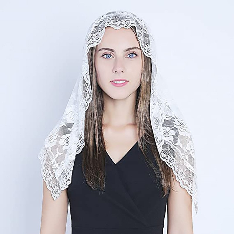 1 PACK Lace Mantilla Catholic Veil Church Chapel Head Covering Latin Mass White