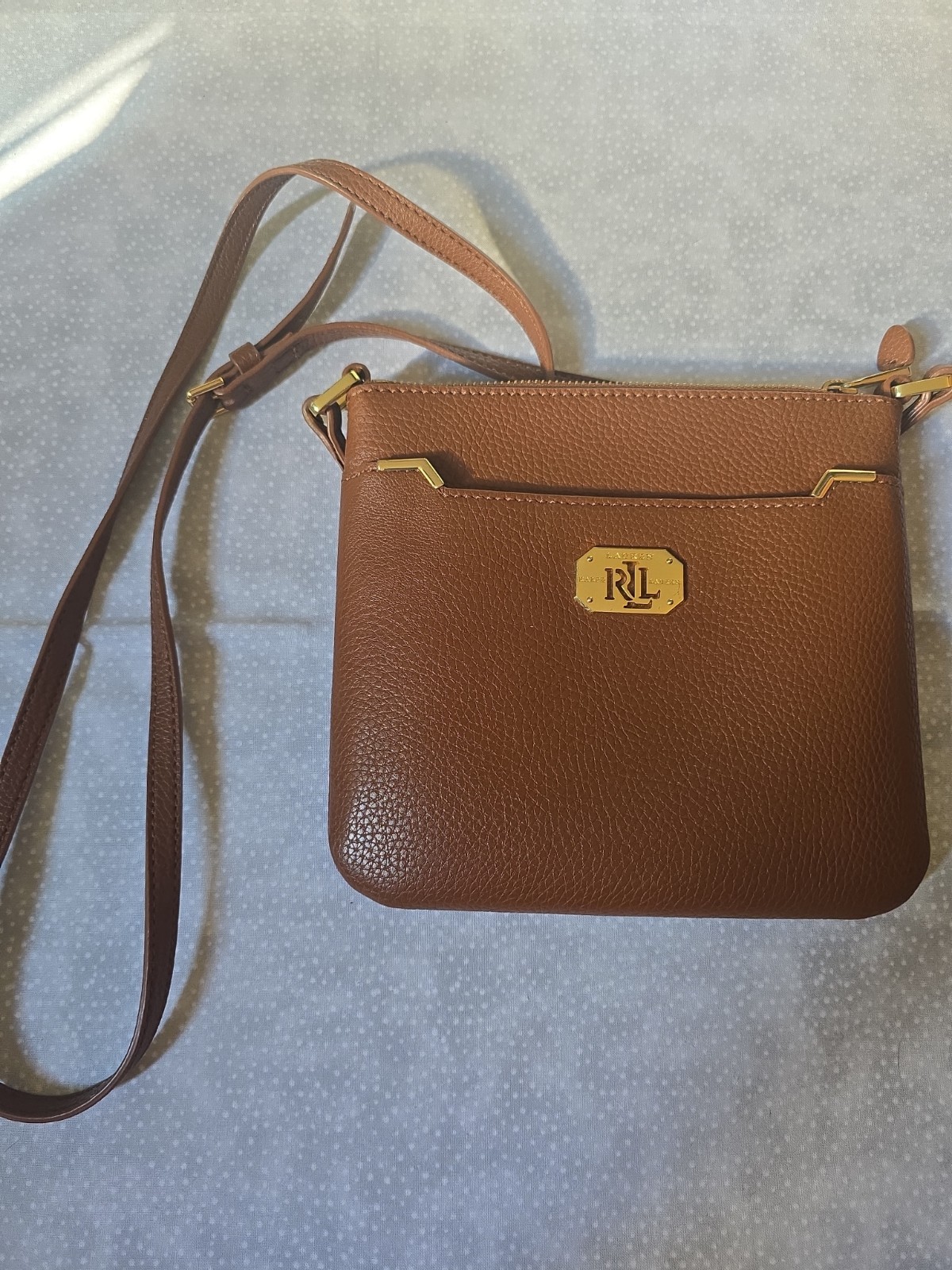 Lauren Ralph Lauren Acadia II Camel Color Crossbody Adjustable Strap Purse