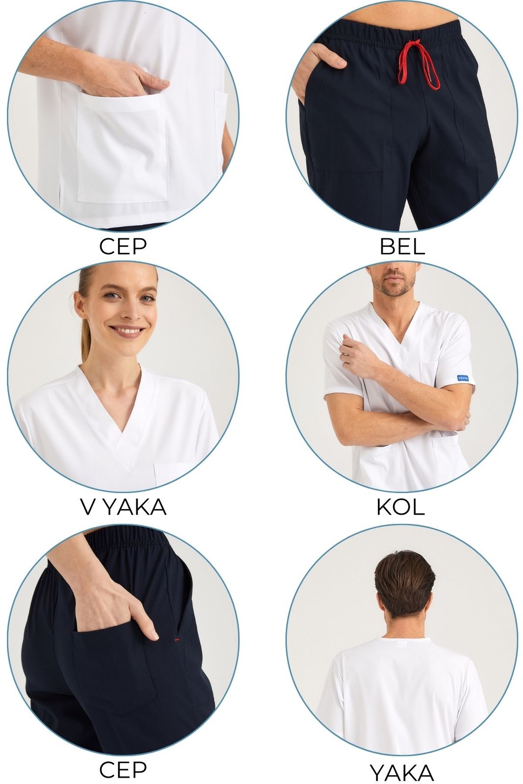 White Top Navy Bottom Positive Lycra Surgical Suit – Scrubs Set (Top+Bottom)