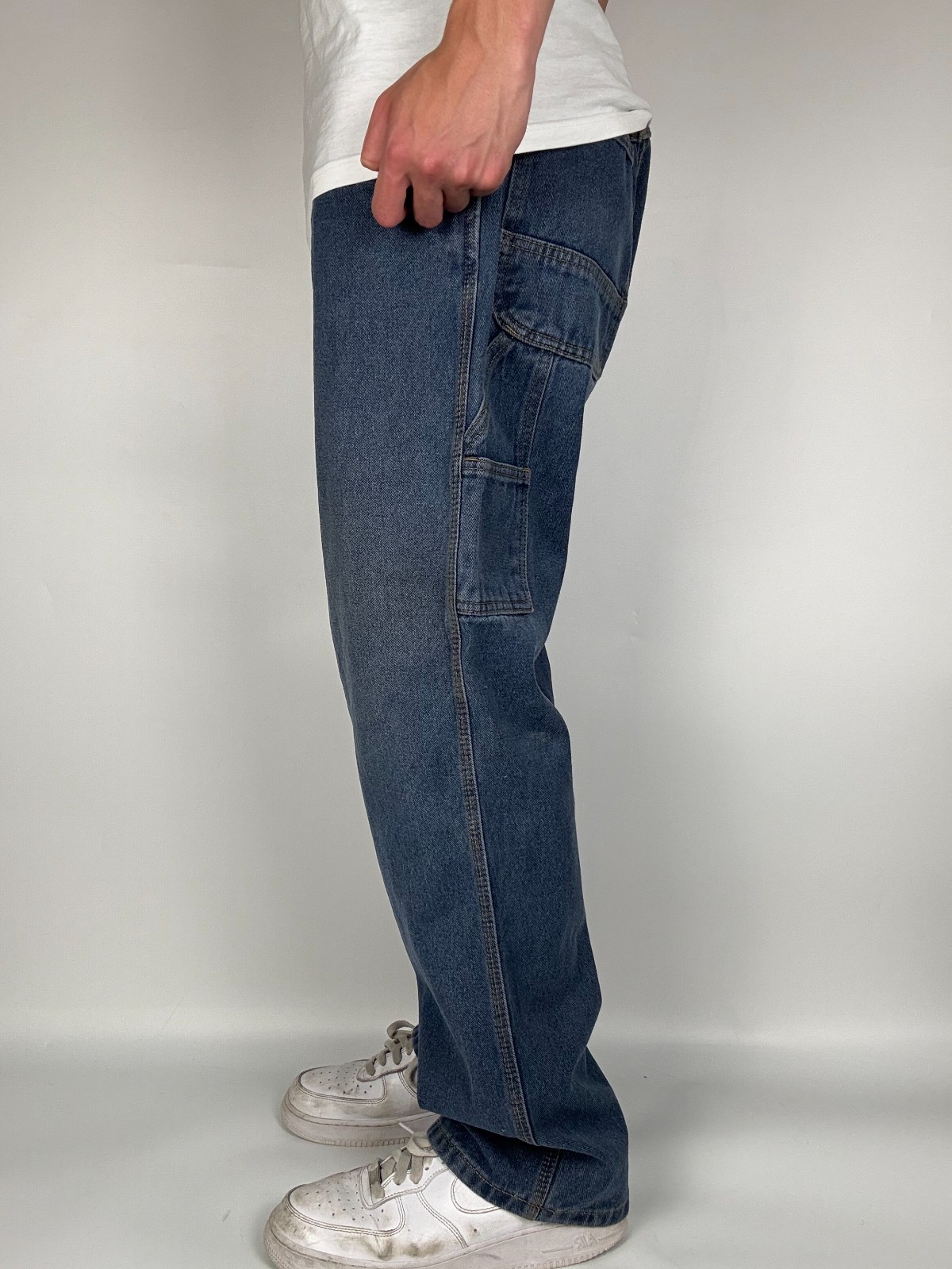 Vintage Key 2000’S Y2K Relaxed Fit Dark Wash Denim Carpenter Jeans W40 x L32