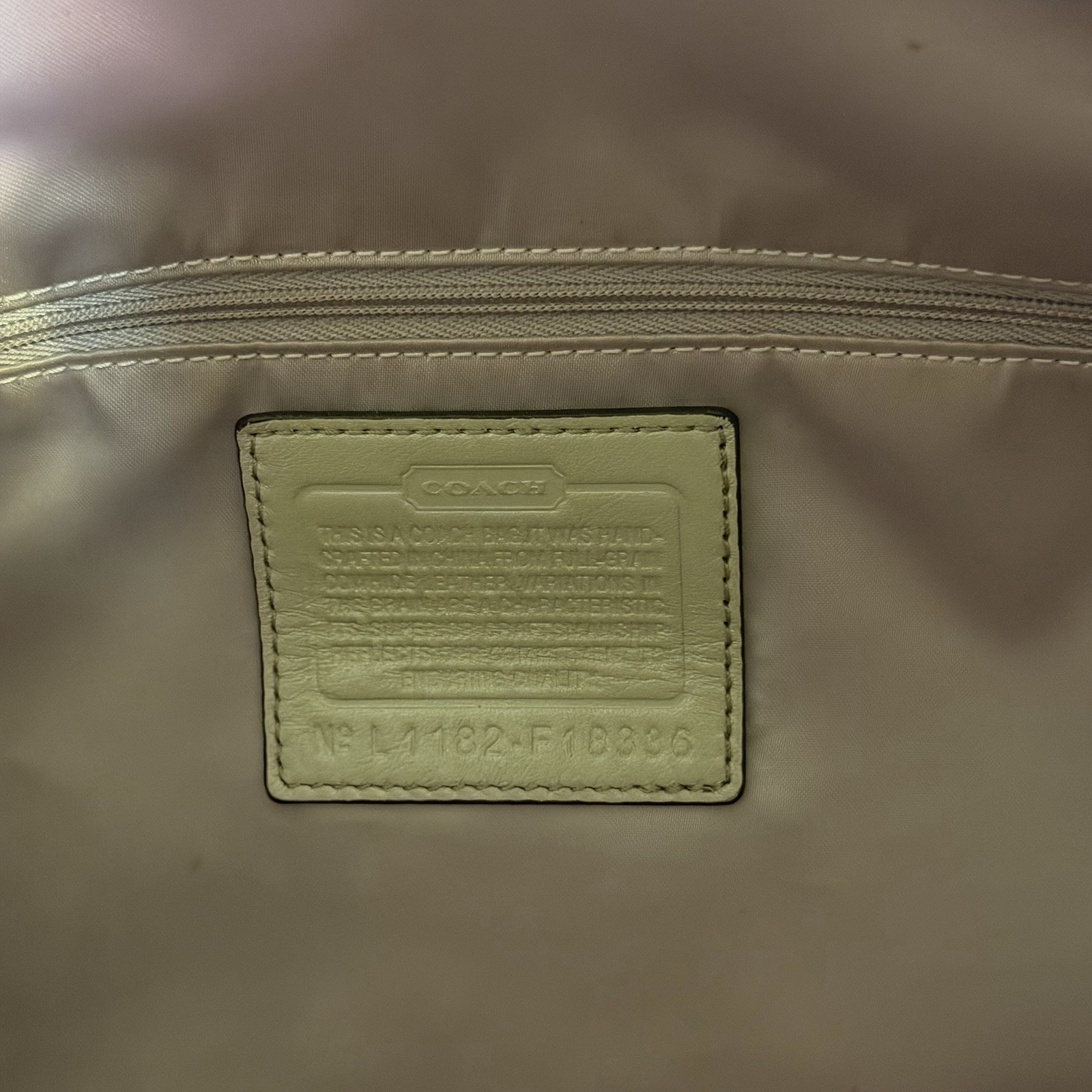 Coach Laura Signature Embossed Leather Tote Bag Taupe Gray Purse Handbag F18336