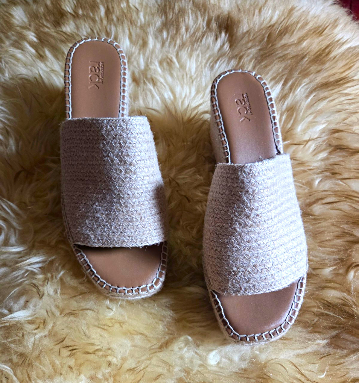 Nordstrom Women’s Woven Slide Sandals Wedge Beige Solid Casual US 9 M