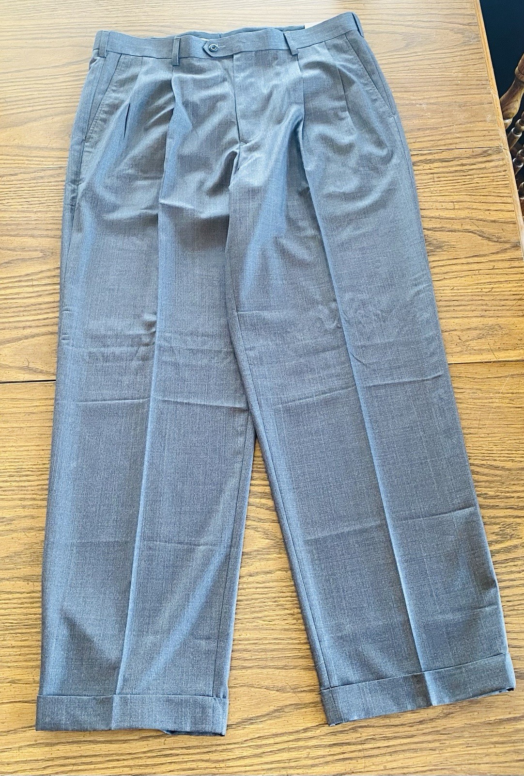 NWT Perry Ellis 36×32 Power Threads Pants Slacks Charcoal Polyester Rayon