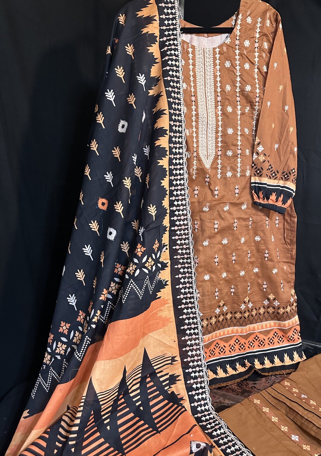 Beautiful Lawn Cotton Suit For Summer, Emb Shirt And Emb Dupatta- Large – $35