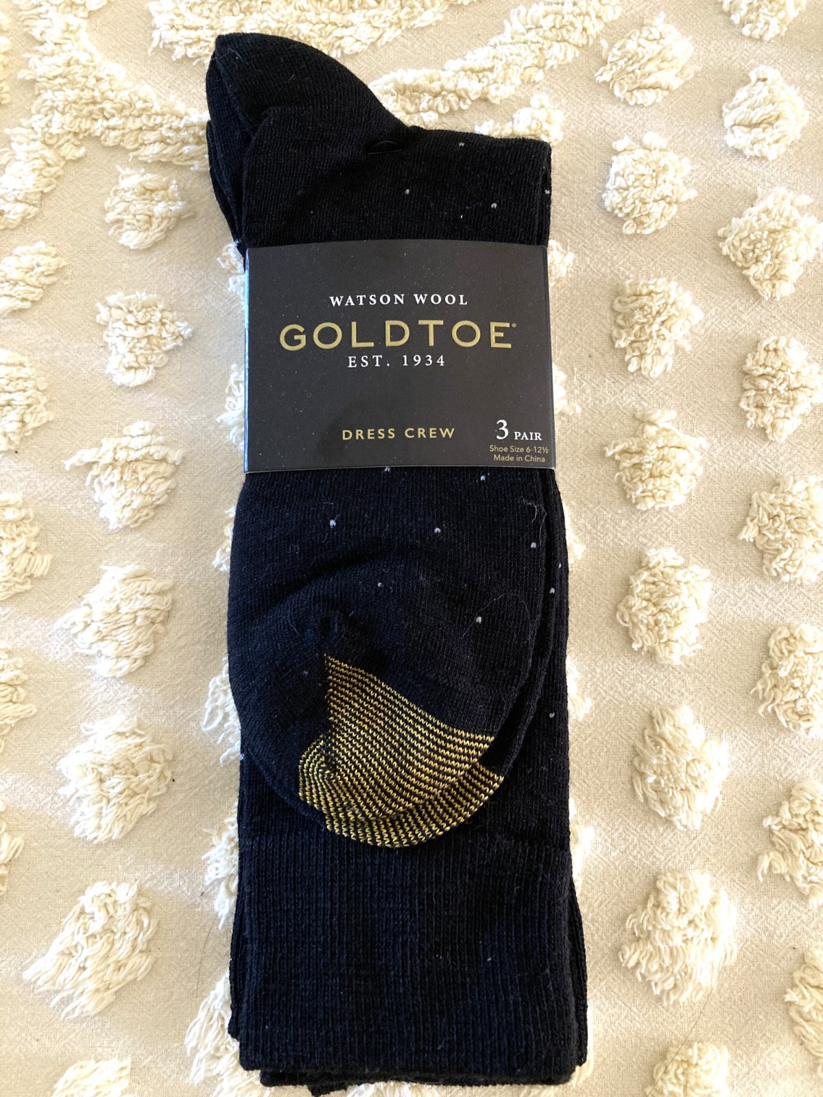Watson Wool Gold Toe Men’s Merino Wool Blend Crew Socks (3Pair) Sz 6- 12 1/2 NWT