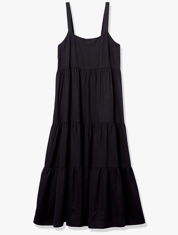 NWT Women’s XL Tiered Maxi Midi Britt Dress The Drop Black Sleeveless
